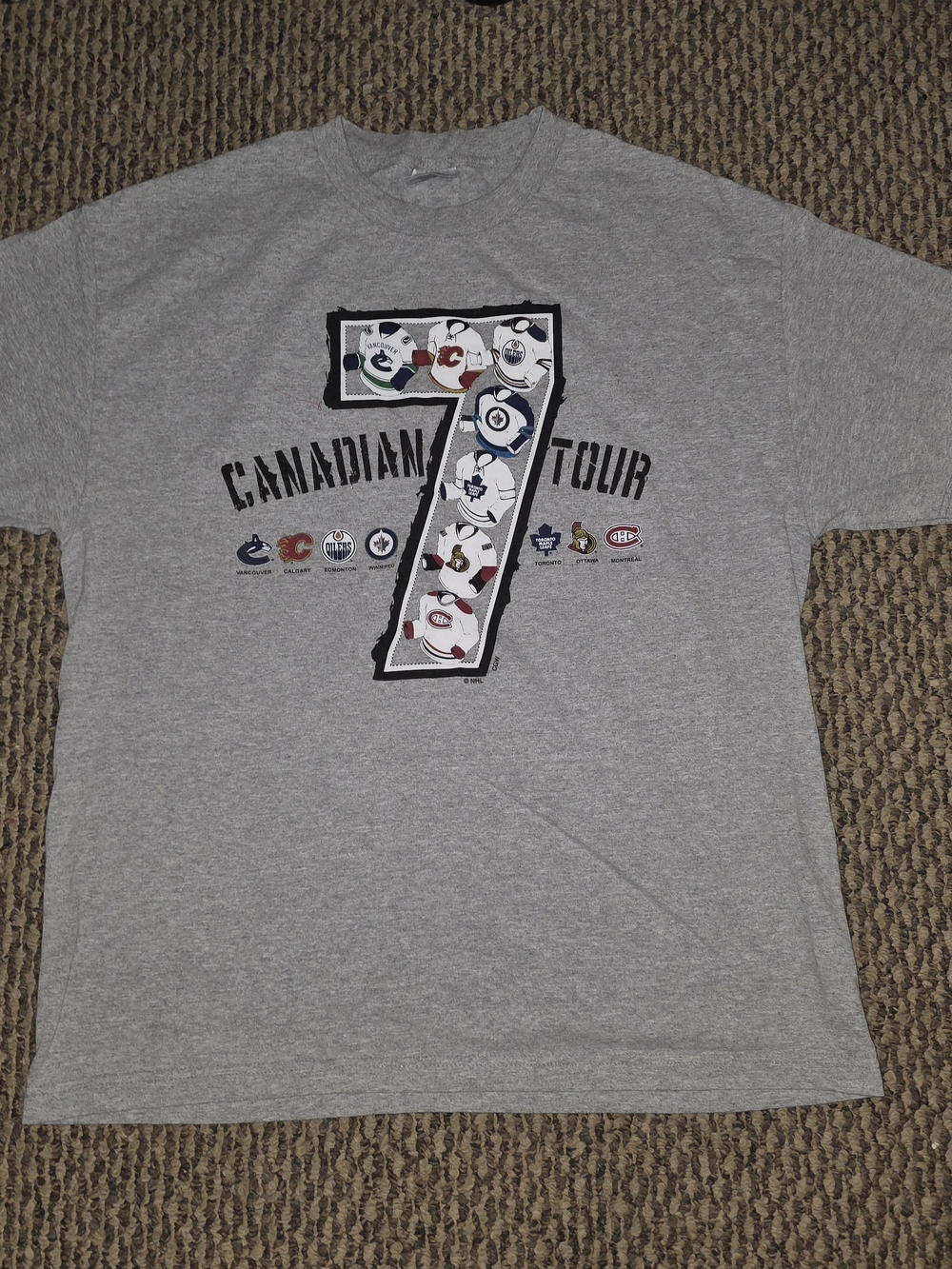 NHL Gray 'Canadian Tour' Number 7 Graphic Short Sleeve Tee